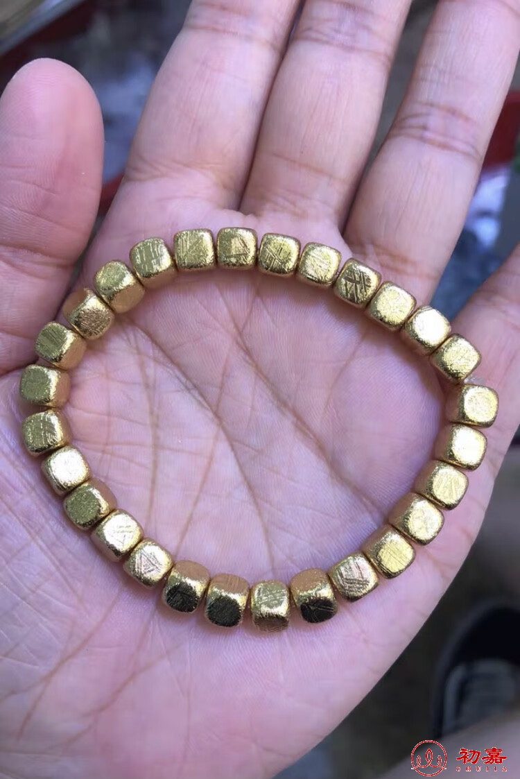 初嘉 瑞典铁陨石 天鐡镍铁陨石正方体魔方手链 时尚情侣现货手串三色