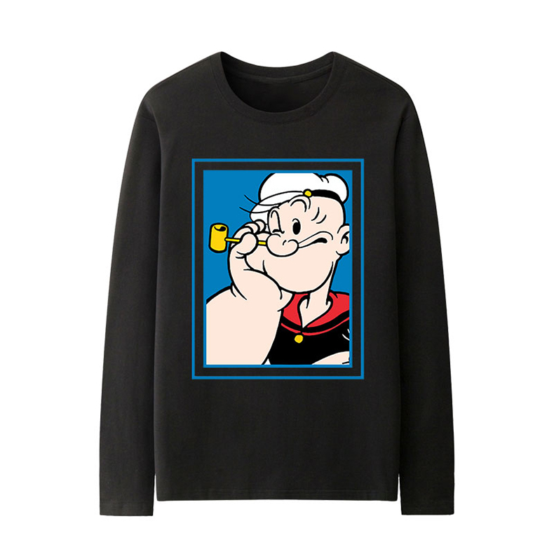 popeye大力水手联名t恤男潮流ins港风秋季波派水手长袖衣服纯棉 长袖