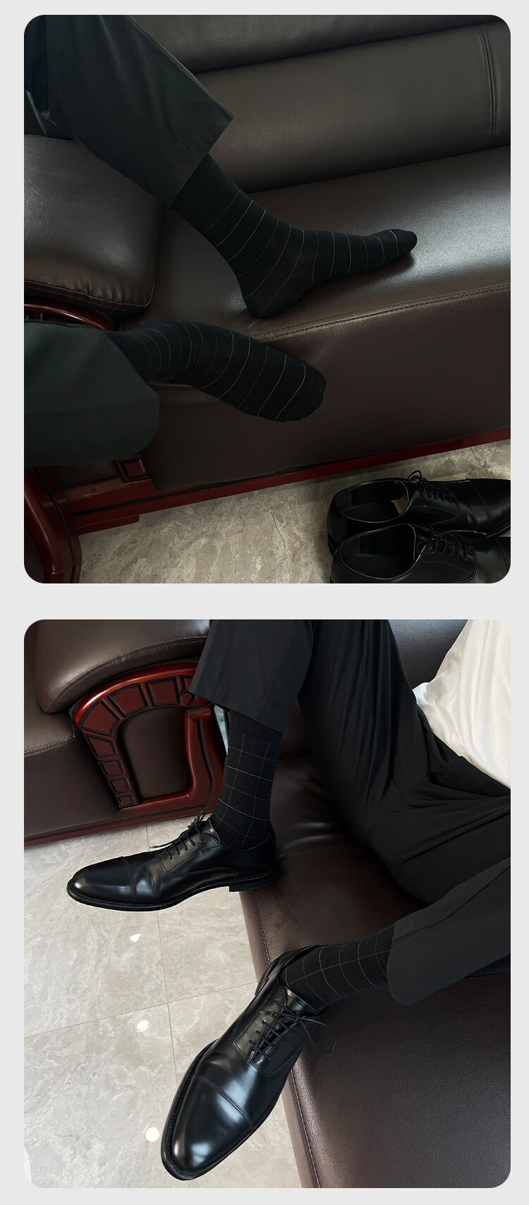 七匹狼袜子4双佐印男士高筒商务纯棉春季薄款长筒正装西装黑色袜子男