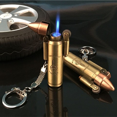 新奇特创意个性子弹头模型金属充气打火机 多功能挂件砂轮火石直 魅卡
