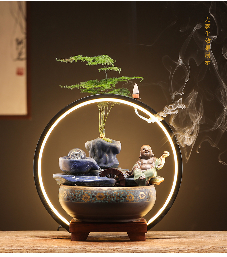 流水摆件循环水喷泉加湿小型鱼缸客厅办公室桌面乔迁开业礼品时来运转