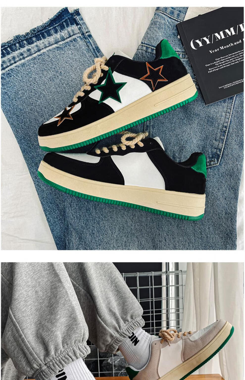 鞋恶智造 春季ins港风星星板鞋男学生小众韩版潮流百搭休闲运动潮鞋子