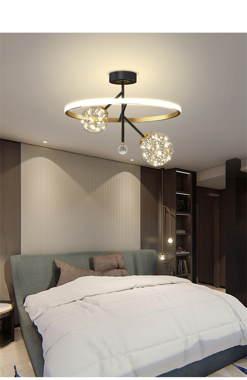 简约现代led吸顶灯主卧室房间灯北欧轻奢满天星书房餐厅灯2171款金色