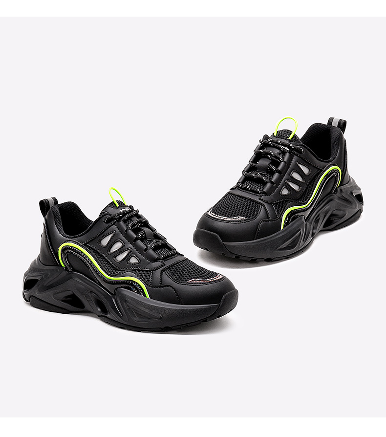 骆驼网面老爹鞋女透气潮流ins网布幻彩运动休闲鞋白蓝35