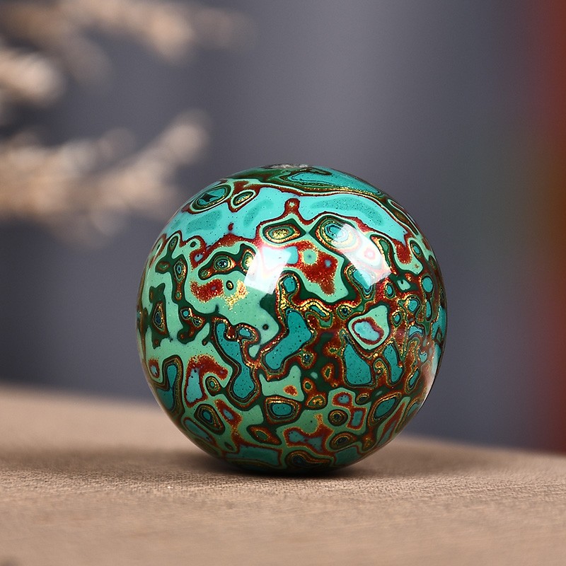 螺钿大漆珠手串2mm贝壳手链佛珠单散珠女士饰品犀皮漆器首饰单颗蓝金