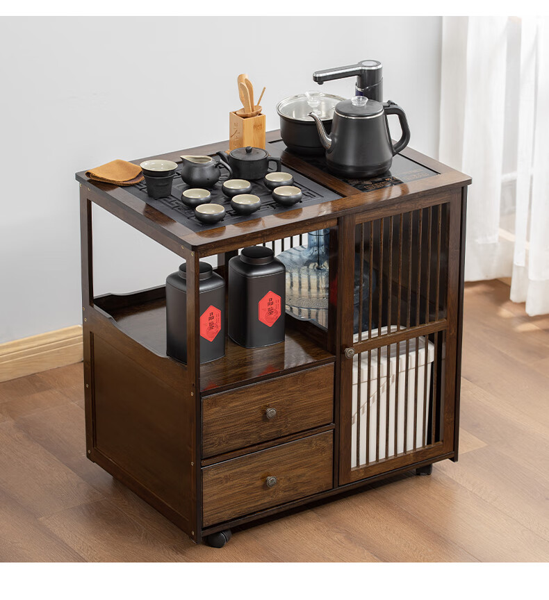 功夫茶几带电磁炉自动上水一体新中式移动茶桌家用客厅实木茶车阳台
