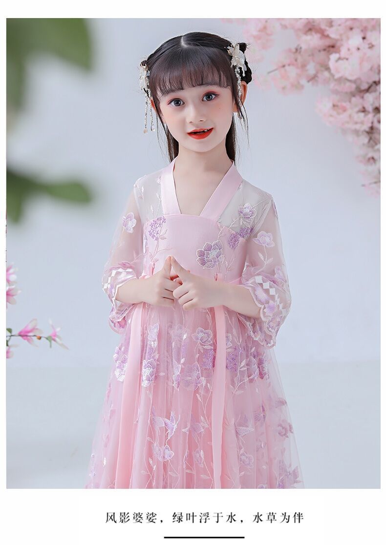 小孩子穿的古代衣服汉服女童儿童汉服女童夏装中国风童装唐装古风仙