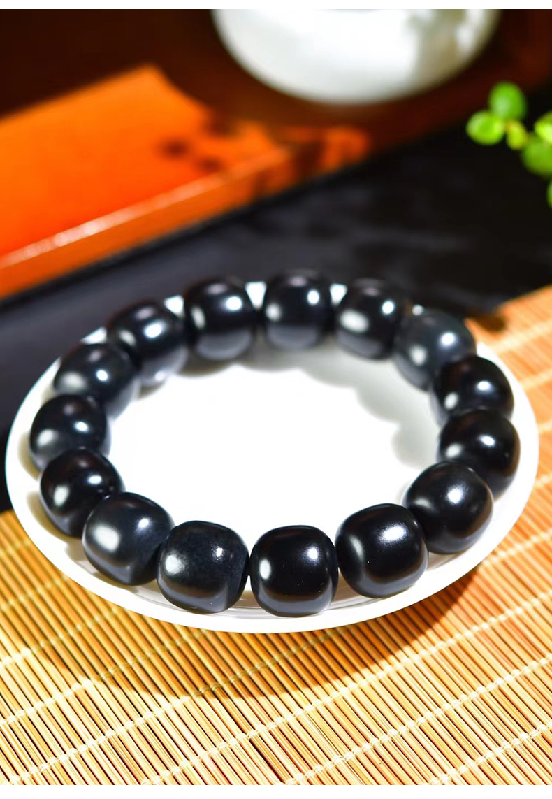 klcopk墨玉手串 新疆和田墨玉14mm老型珠手串16mm手饰手把件路路通