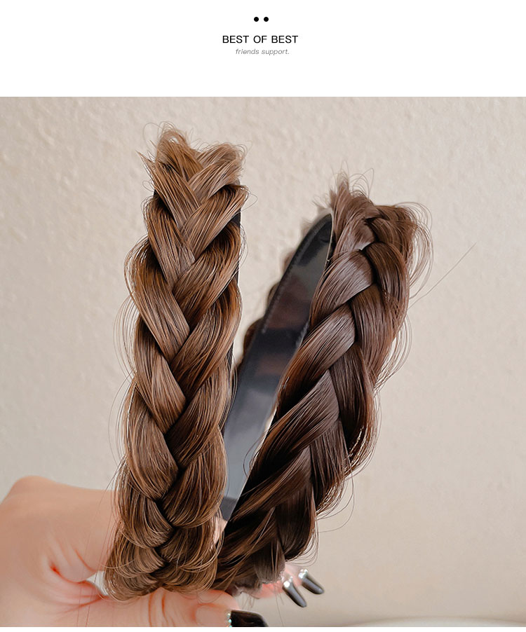 2022新款鱼骨辫子发箍女编发发夹一体麻花辫假发发卡高颅顶发捆头箍
