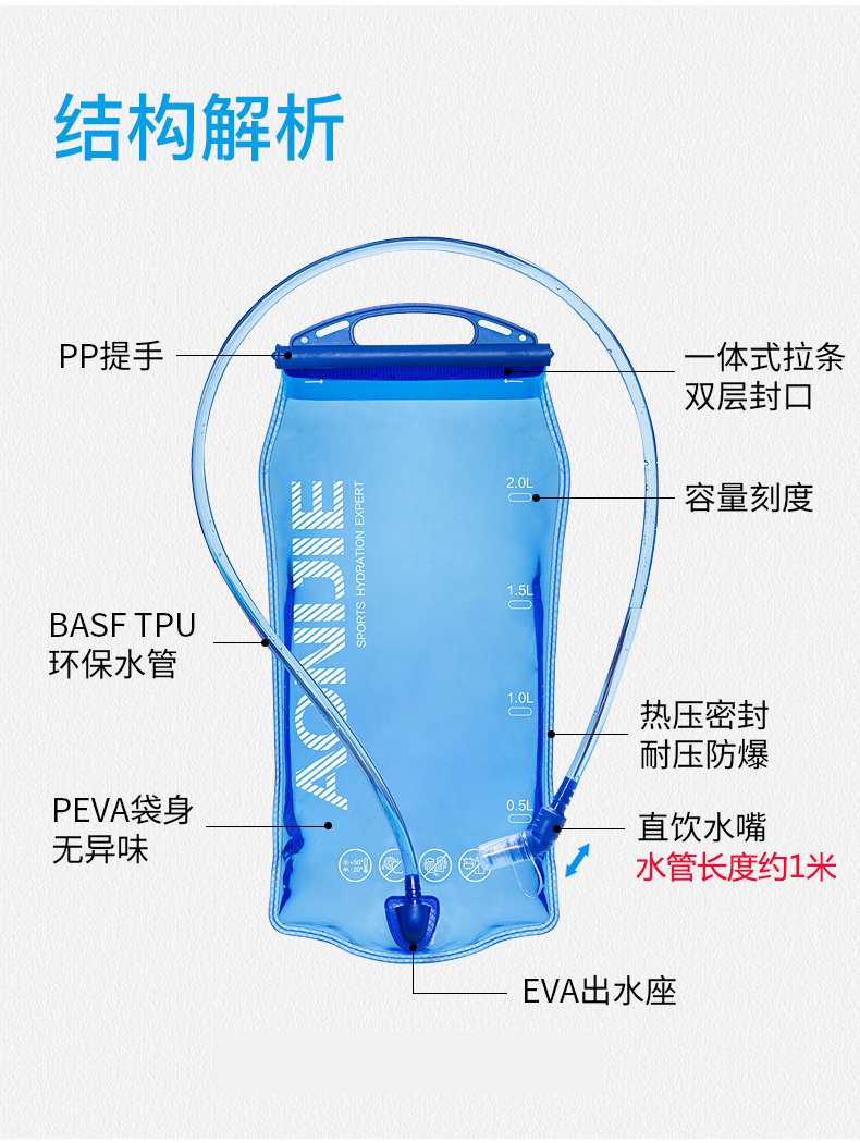 奥尼捷(aonijie)跑步水袋户外骑行登山便携水囊水壶运动健身折叠水杯