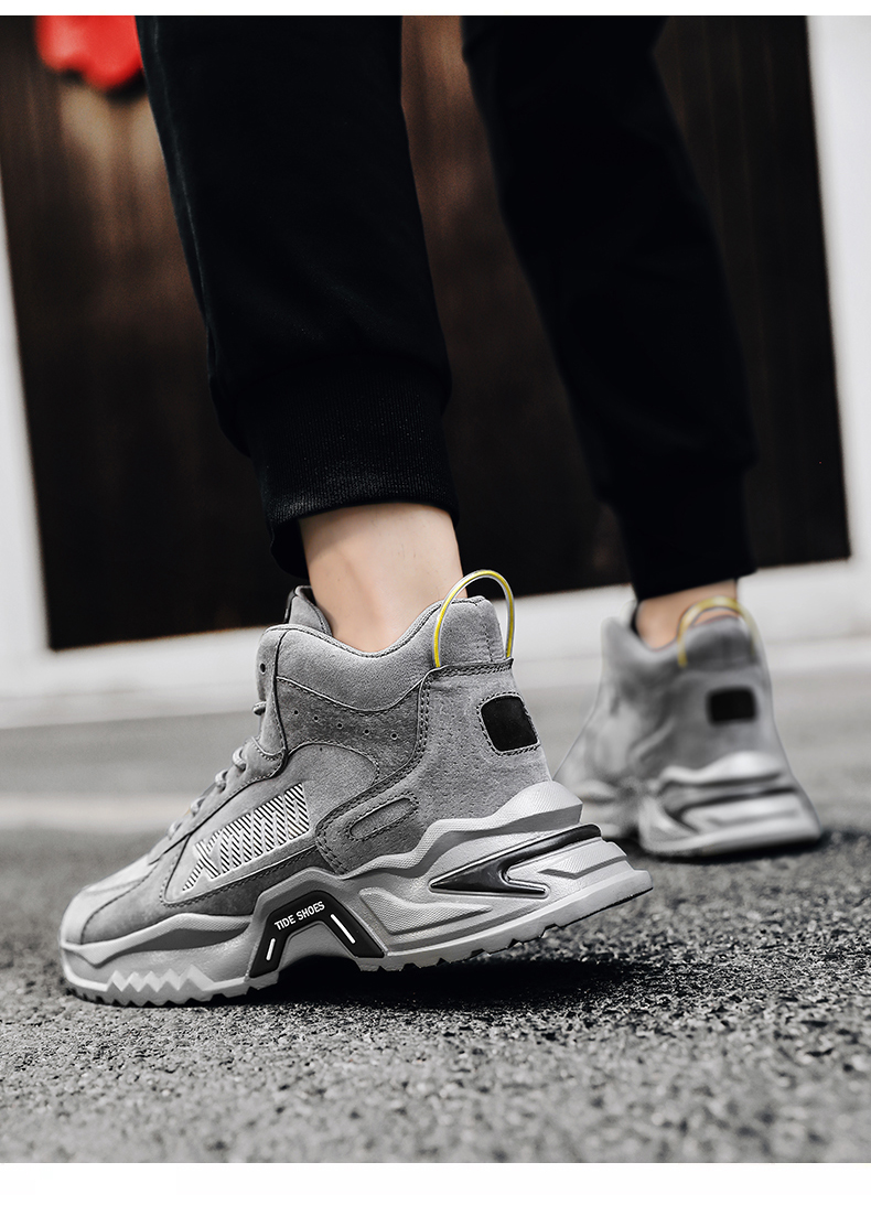 奥克芒男鞋鞋子男潮鞋冬季高帮高腰老爹鞋年冬季增高学生运动鞋男生