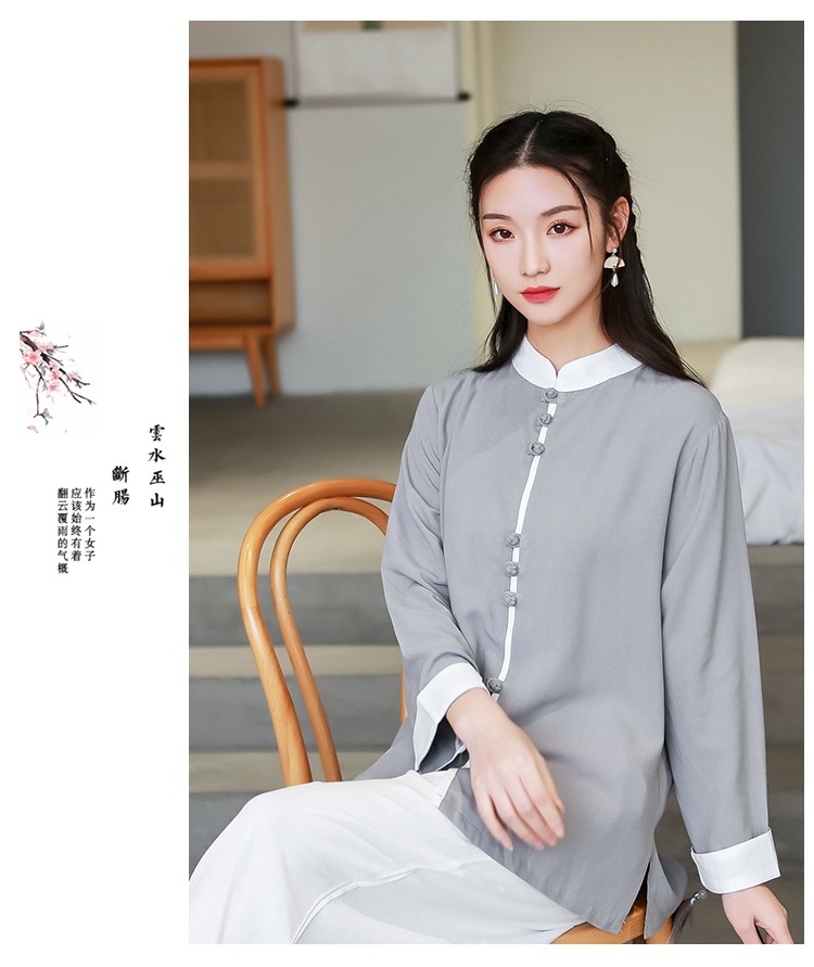 禅服春秋套装棉麻素衣居士服中国风佛系禅意女装大码唐装太极服装灰色