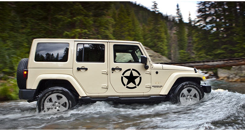 五星车贴越野e族个性汽车创意贴划痕贴 五角星:12cm【黑色】单个