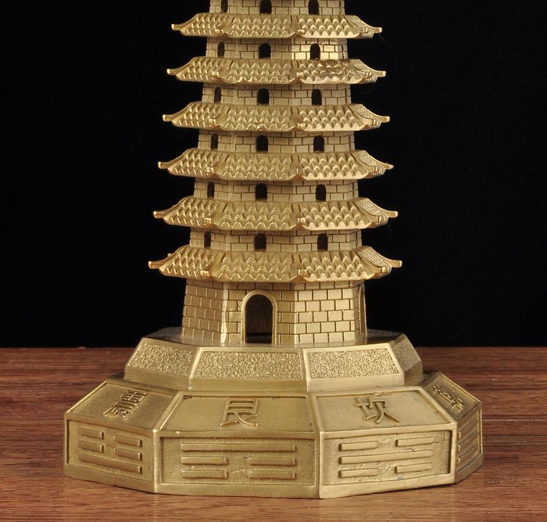 适用全铜十三层文昌塔摆件13层黄铜文昌塔家居客厅电视柜书房装饰品