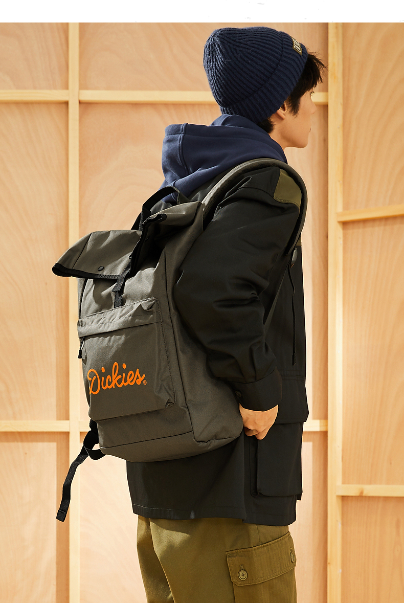 dickies双肩包字母印花军绿色双肩包男女情侣书包逛街旅行背包dk