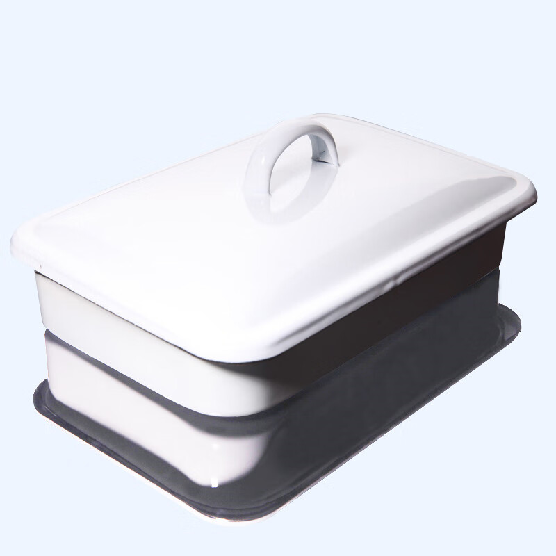 搪瓷盘加厚搪瓷托盘消毒盘 实验室化工搪瓷带盖方盘20cm/30cm/40cm