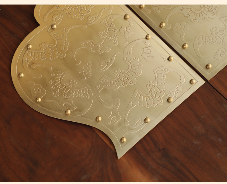 中式仿古实木门纯铜包角全铜对开门如意葫芦角码大门铜条配件装饰 梅