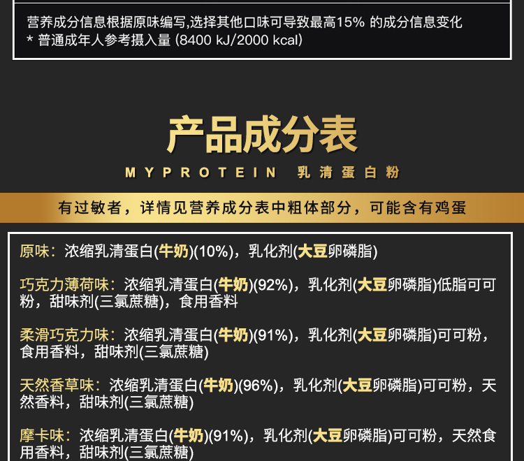 myprotein熊猫乳清蛋白粉5公斤11磅健身健肌粉蛋白粉