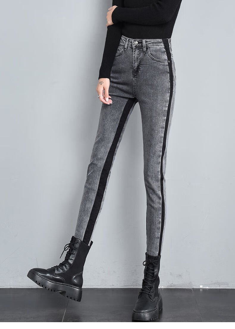 冬季女款加绒牛仔裤2021紧身小脚牛仔裤女秋冬新款高腰小个子修身显瘦