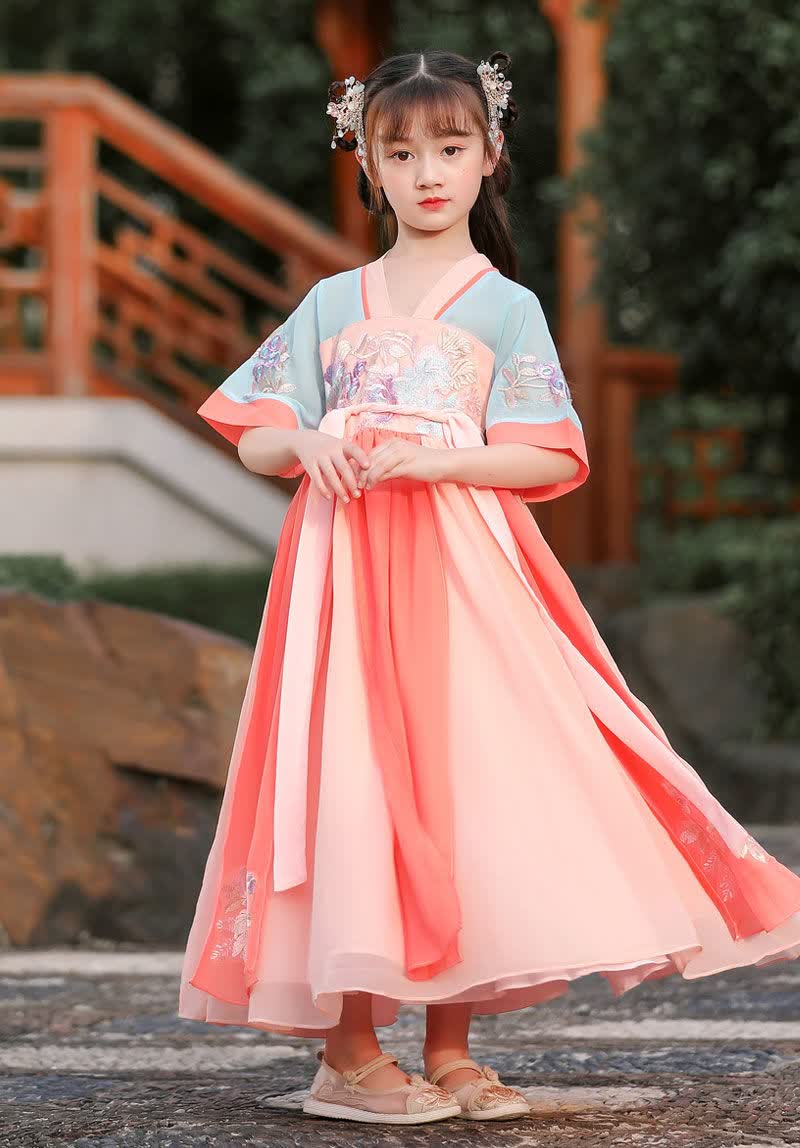 迪士尼(disney)女童连衣裙汉服儿童古装衣服女仙气古风唐装襦裙夏季