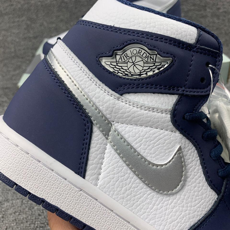 【质量高】午夜蓝高帮全头层橡胶大底珍气垫男女休闲鞋板鞋 aj1午夜蓝