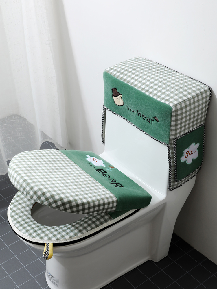 马桶垫家用防水四季通用三件套拉链式马桶坐垫双件套马桶盖罩套装 三