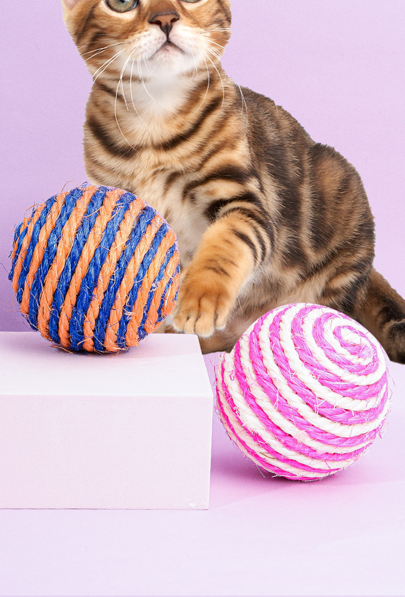 猫玩具毛线球猫玩具猫咪自嗨解闷神器剑麻球用品毛线逗猫棒耐咬磨牙抓