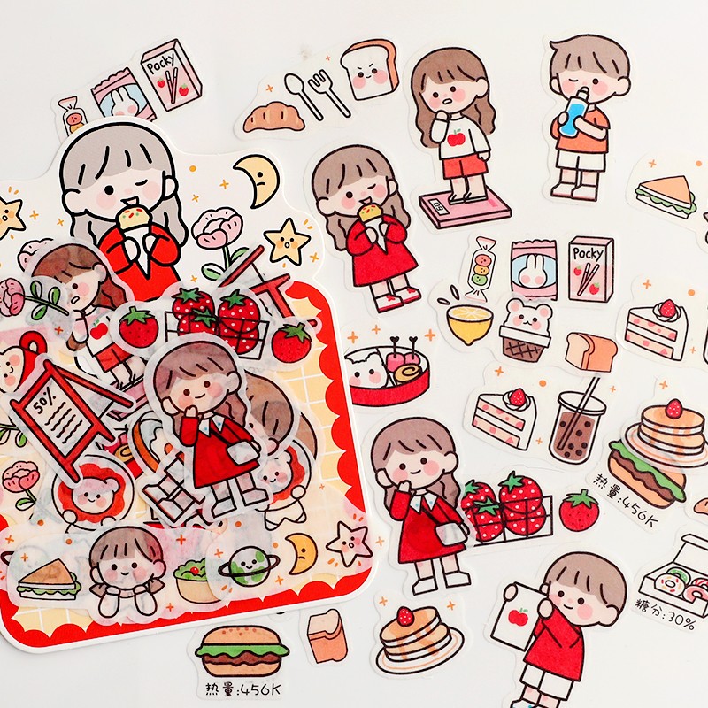 可爱人物手账小贴画和纸贴纸手帐幼稚园生活仪式感贴纸包天天向上