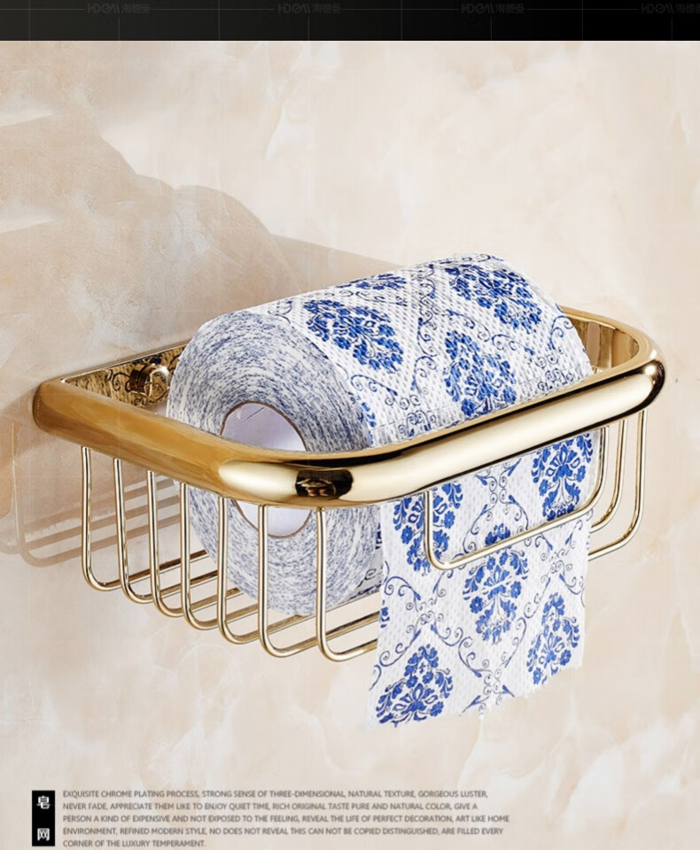 金色毛巾架浴室三角篮壁挂置物架全铜五金挂件套装厕纸架皂碟精铜纸巾