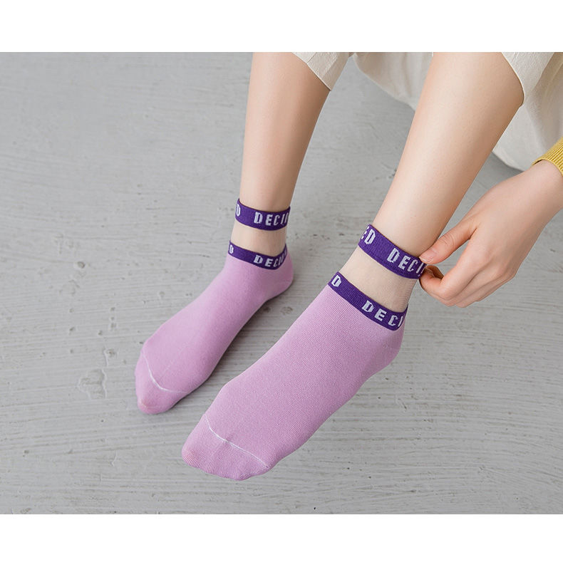 纯棉防臭袜子女高品质袜子女短袜浅口棉春秋款网红款船袜玻璃丝水晶中