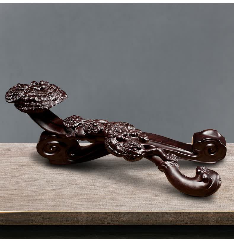 木质如意手把玩木雕如意摆件家居实木雕刻灵芝如意工艺品装饰品礼品