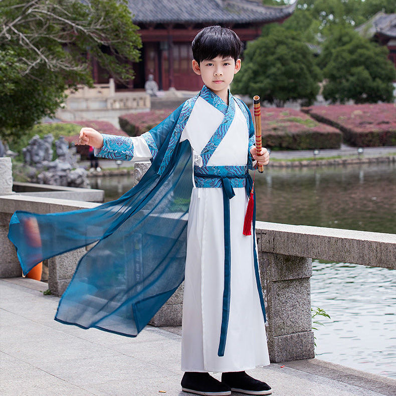 卡戀洛兒童古裝漢服男童唐裝表演服裝學生國學服男童漢服童裝少爺服