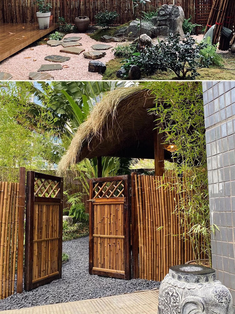 碳化竹篱笆户外围栏栅栏花园篱笆防腐竹竿日式竹篱竹排竹屏风围墙