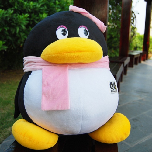 腾讯公仔腾讯qq企鹅公仔毛绒玩具情侣布娃娃一对玩偶45cm女生日结婚庆