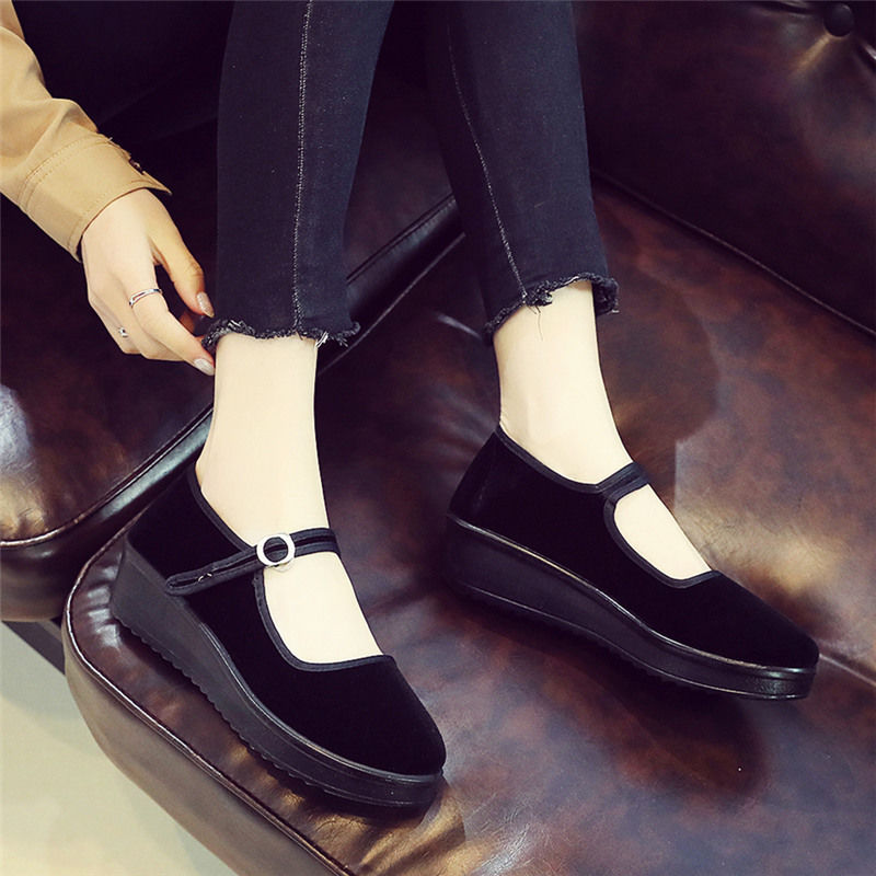 老北京一带浅口布鞋酒店工作妈妈跳广场舞鞋春季老北京布鞋女单黑色一