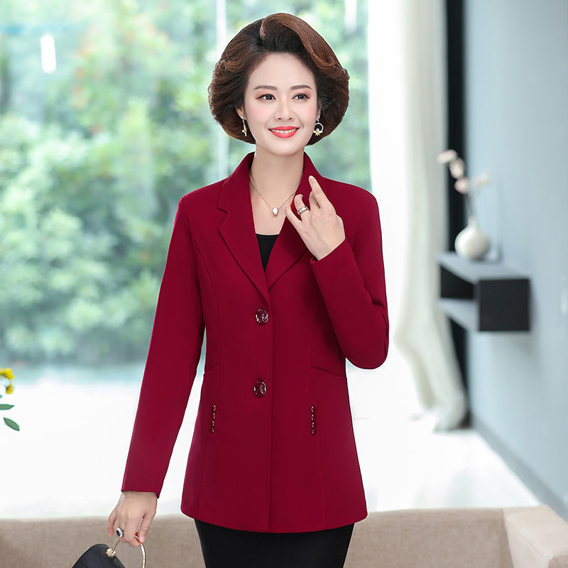 小西装外套女小西服2021春秋新款中年女宽松外套妈妈4050岁时尚薄款