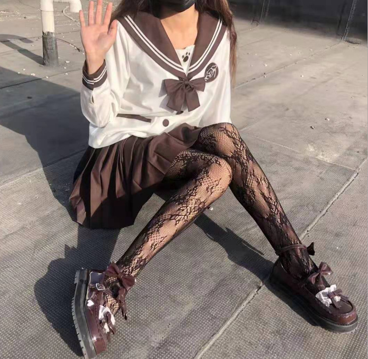 衣来尚 洛丽塔白色蕾丝女日系可爱薄款夏季lolita美腿花朵白子 8085黑