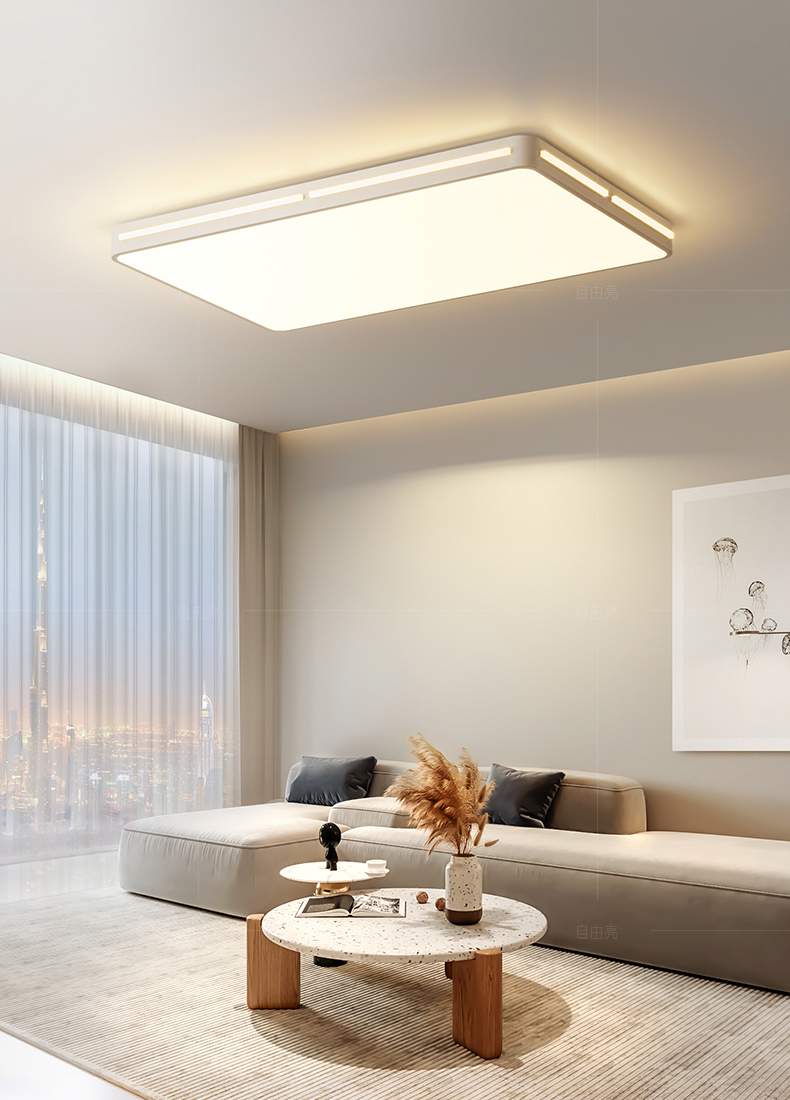 雷士照明客厅吸顶灯长方形led北欧现代简约大气家用三色变光遥控客厅