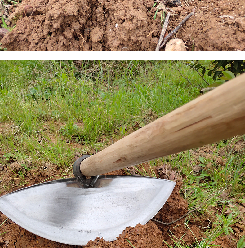 农用工具锄草锄地除草锄头全钢加厚农具户外开荒挖土种菜两用 月亮锄