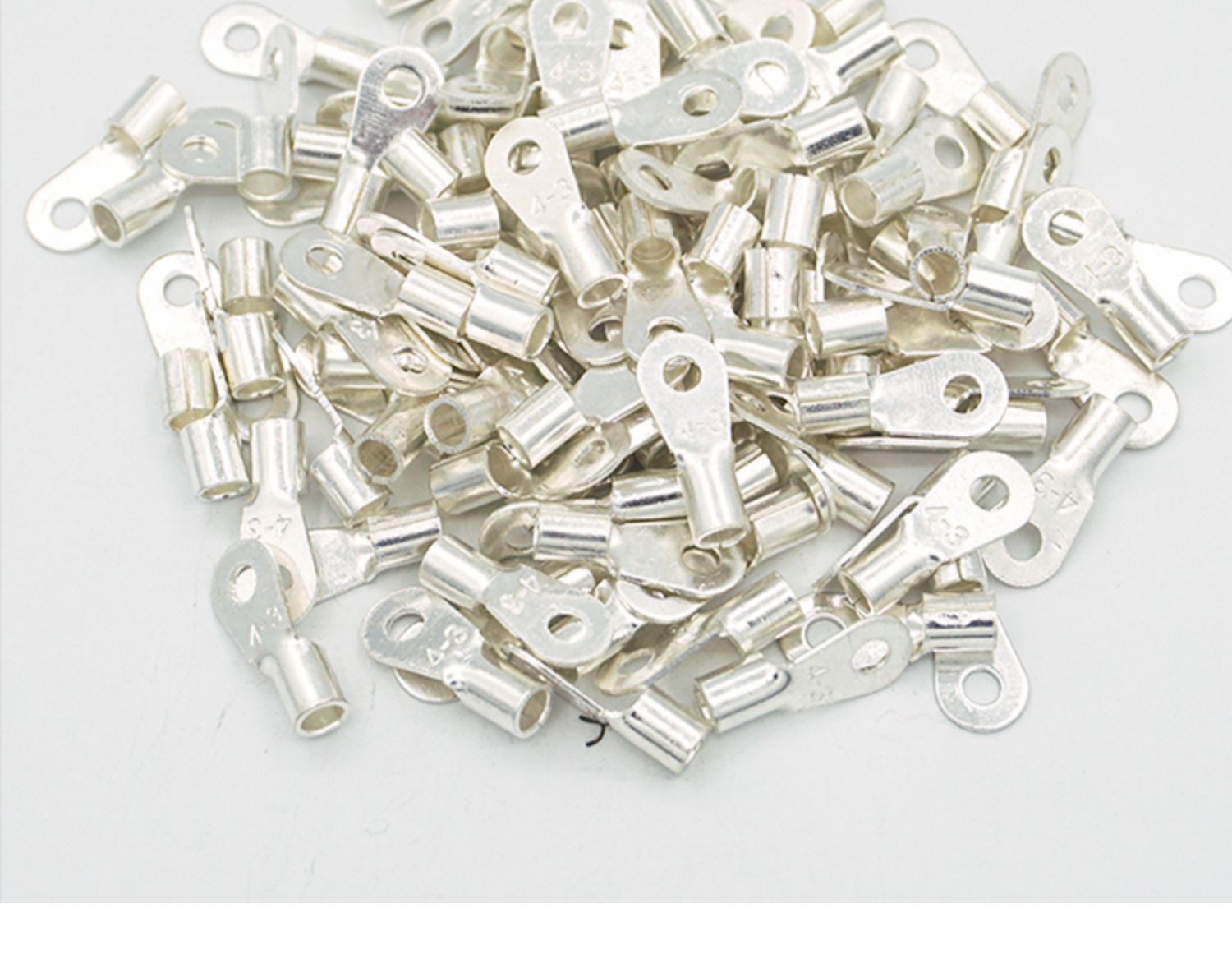 冷压接线端子o型圆形裸端头铜线鼻子镀银4平方铜接线耳100只 浅灰色