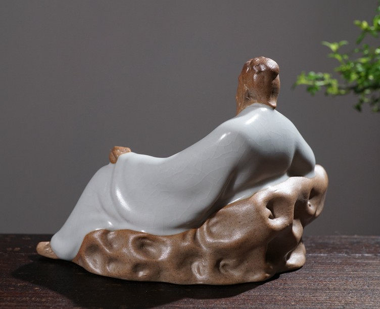 盆景假山摆件陶瓷小人物老翁下棋翁弹琴吹笛配件上水石吸水石微景观
