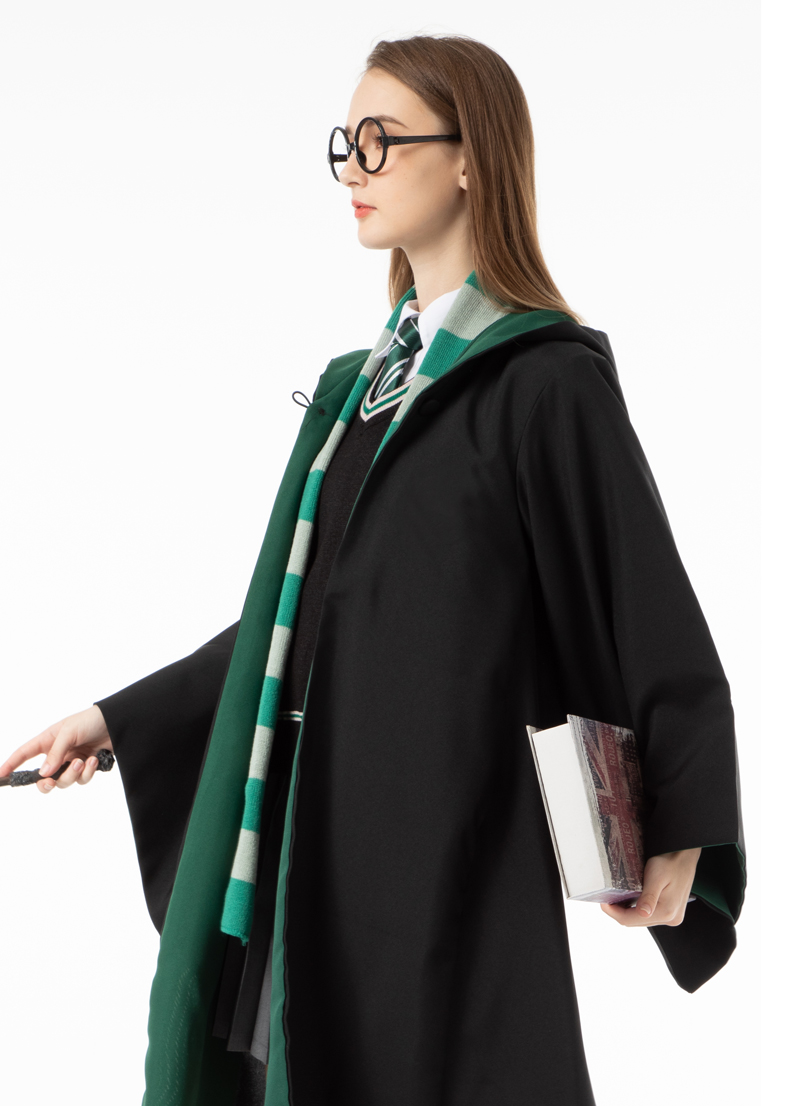 巫师袍usj环球原版魔法袍魔杖衬衫围巾领带毛儿童130100120蛇院绿色