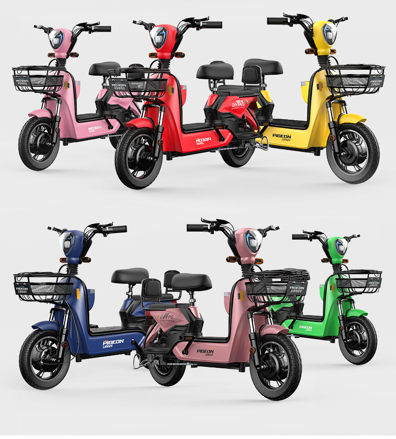 飞鸽电动车新国标电动自行车48v小型男女代步车轻便两轮电瓶车樱花粉