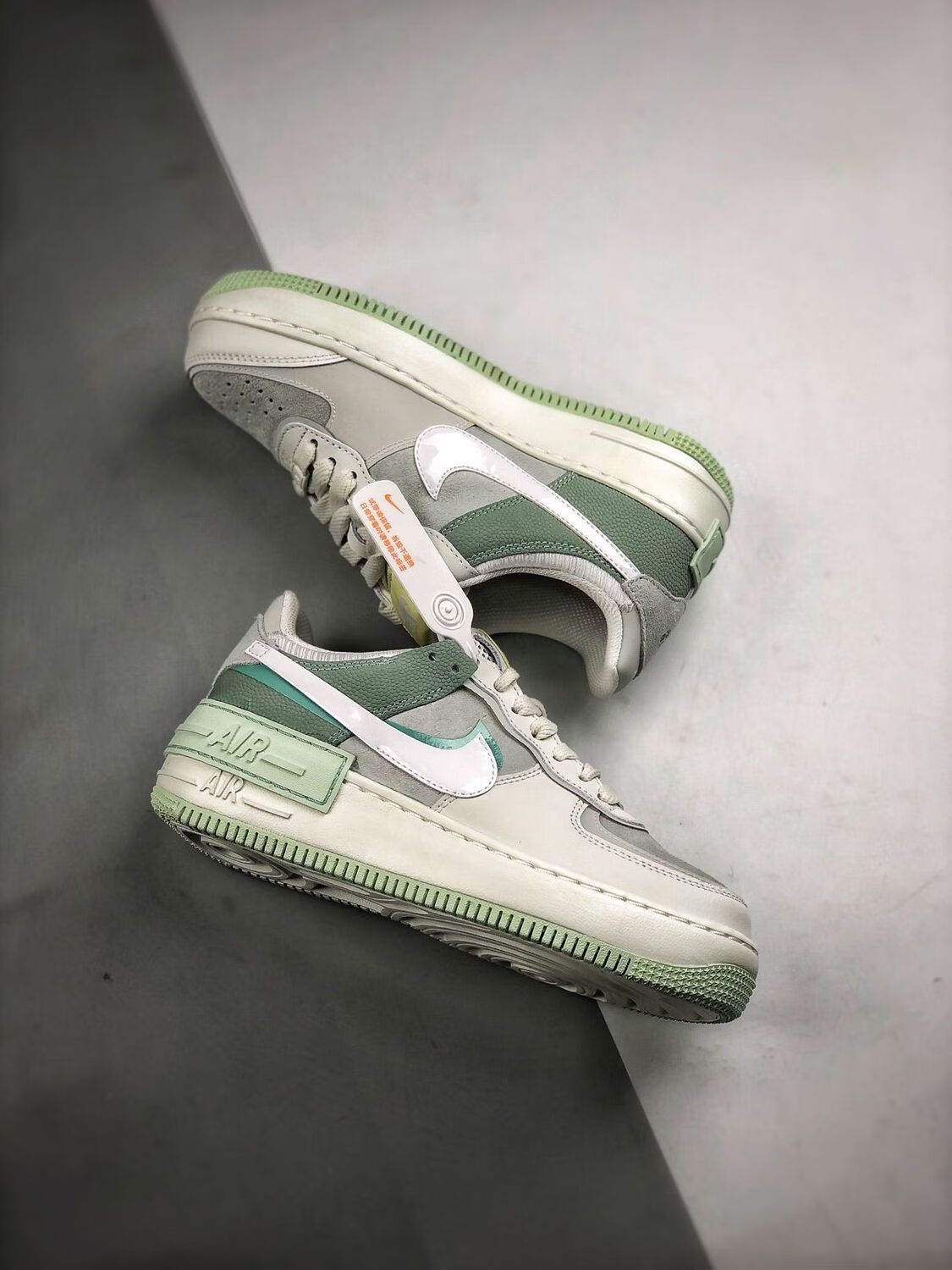 af1空军一号低帮女鞋马卡龙冰淇淋增高鞋运动百搭板鞋 粉红色 粉白