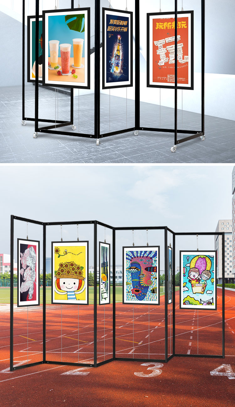 折叠书画展板学校美术书法作品屏风展览板字画摄影展示架八棱柱多加