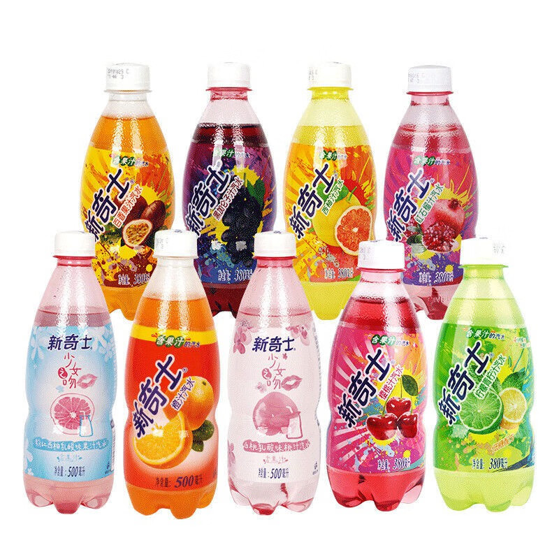 新奇士果冻汽水新奇士多口味380ml500ml果汁汽水橙汁西柚百香果380ml