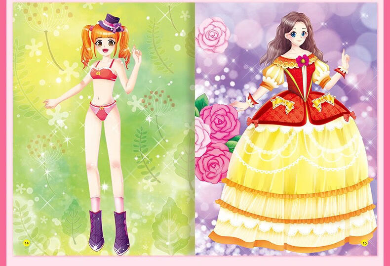 公主贴贴画换装贴纸书06岁女孩提高专注力早教卡通大开本贴纸书大开本