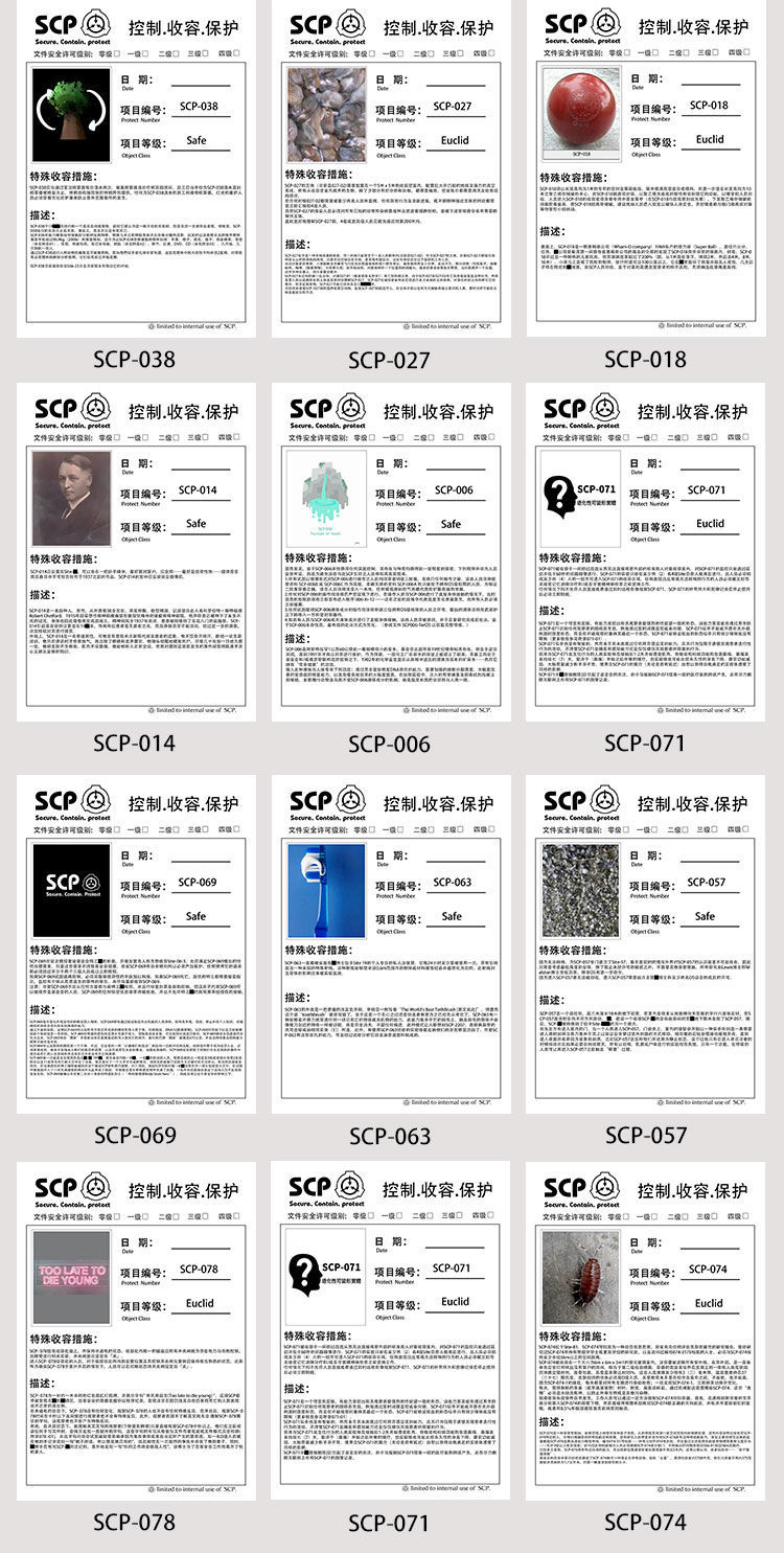 图鉴096热门5999张可定制档案册100页第六册等级卡10张配scp专属徽章