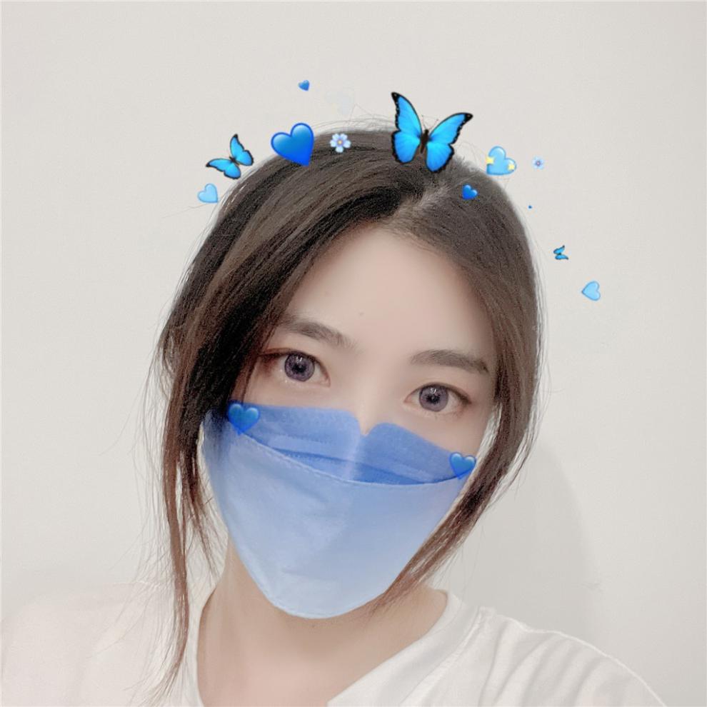 kn95口罩渐变色韩版印花四层双熔喷层柳叶形鱼嘴型潮牌50个装渐变色