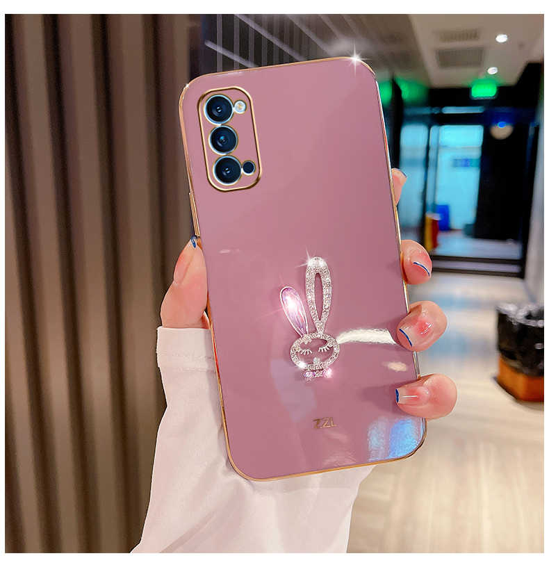 莱卡凡 适用于opporeno4手机壳reno4se软壳可爱reno4pro长耳朵水钻